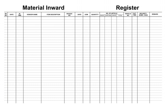 Material Inward & Outward Register Printed